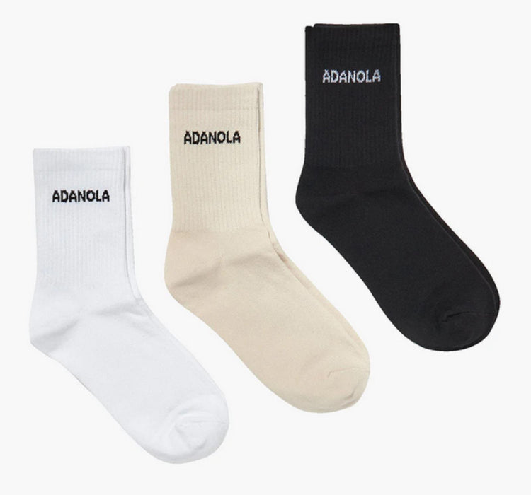 ADANOLA 3 Pack Of Socks - Cream, Black, White - One Size