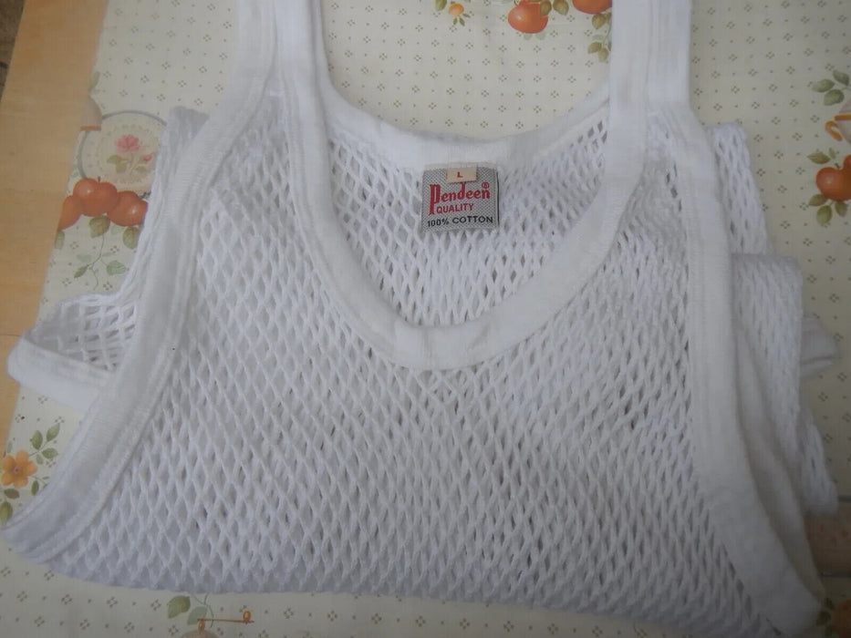 PENDEEN FISH NET MESH MARINA STRING VEST White SMALL