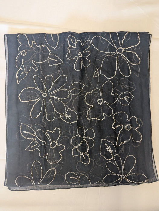 Black Floral Scarf Thin