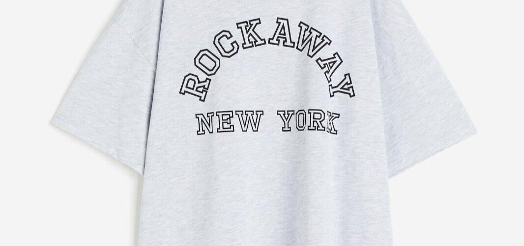 H&M Rockaway New York Oversized T Shirt Grey Size Large