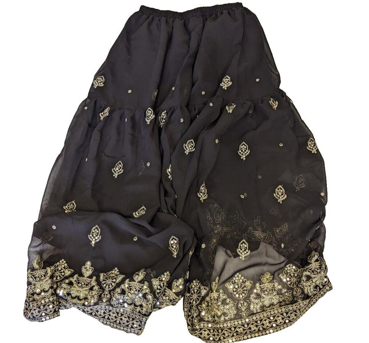 Dori-Sequence Work Top-Bottom And Dupatta Set Black Size Medium