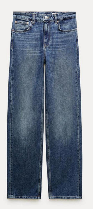 Zara WIDE-LEG HIGH-WAIST JEANS - Blue - UK 14