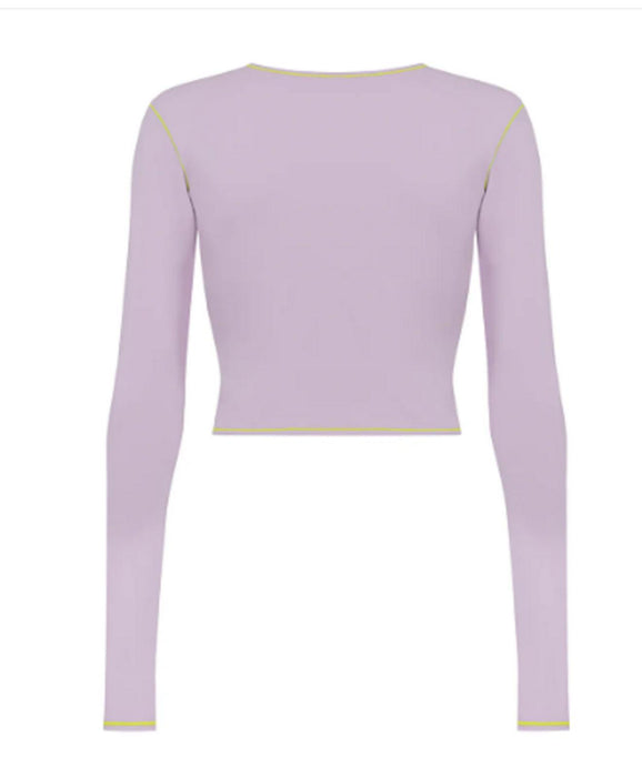 Ellen-Clo Long Glove Sleeve Crop Top - Lilac - Large