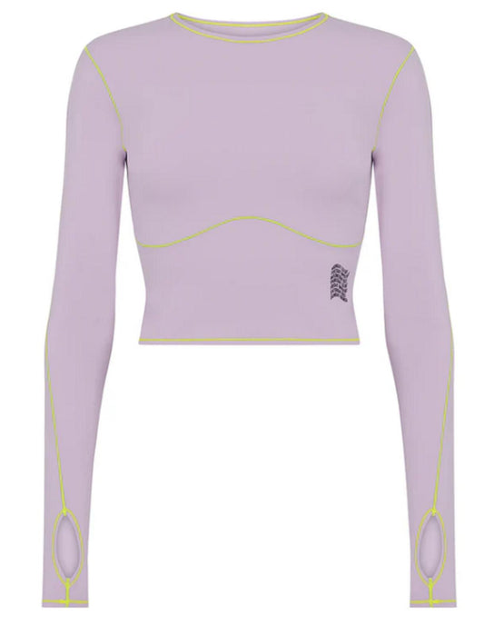 Ellen-Clo Long Glove Sleeve Crop Top - Lilac - Large