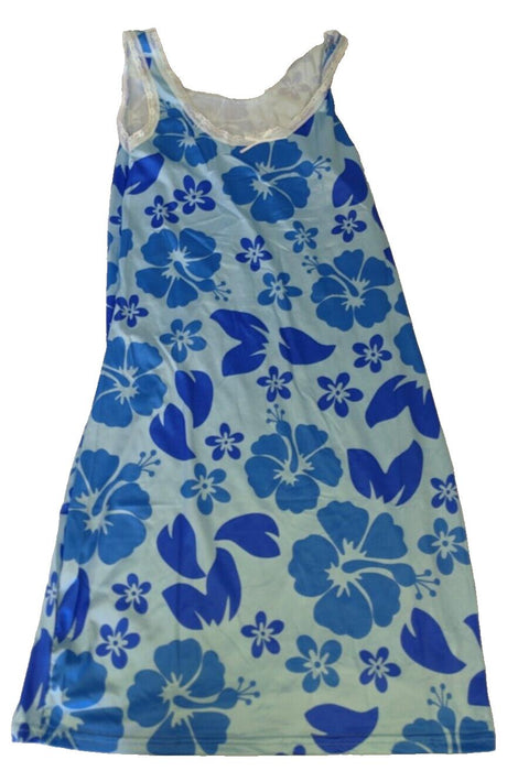 Sleeveless Floral Print Dress Blue Size Large