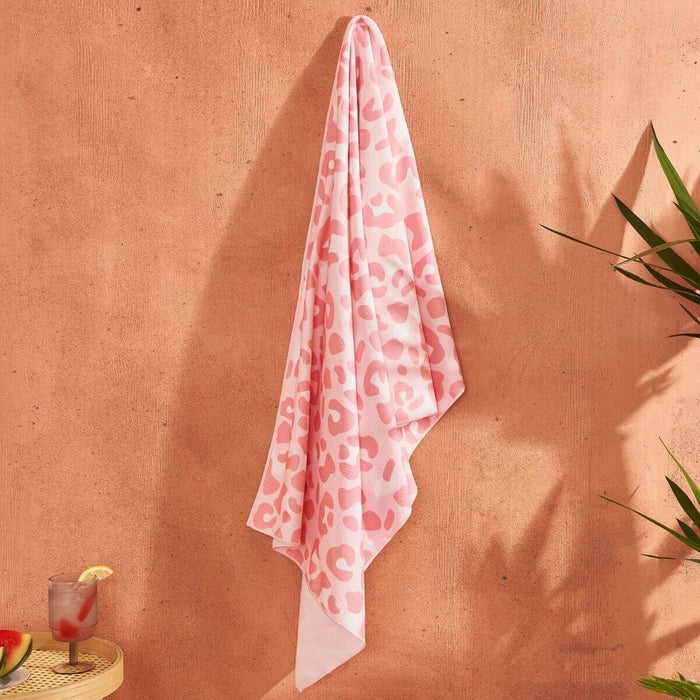 Dreamscene Leopard Printed Beach Towel - Blush 71 x 152cm