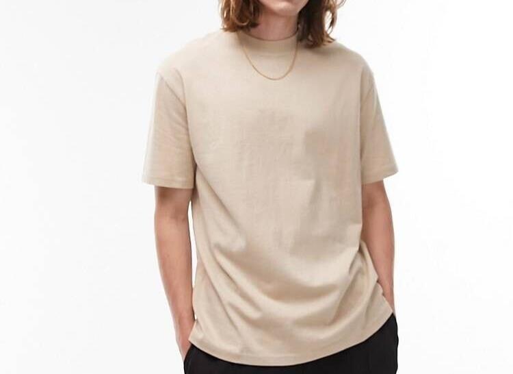 Topman oversized fit t-shirt in stone Size Small