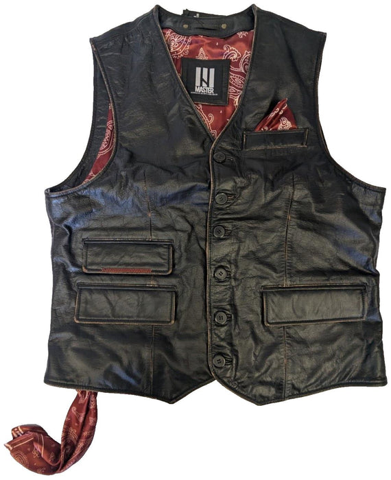 Master Leather Vest - Black - 3XLarge - *Small Sizing Looks more Medium*