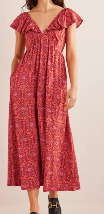 Boden Tie Back Abstract Print Jersey Maxi Dress - UK 14 Regular