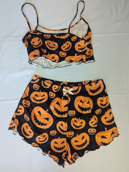 Womans Halloween Pyjama Set Pumpkins Large