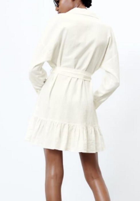 Zara LINEN BLEND SHIRT DRESS - XS