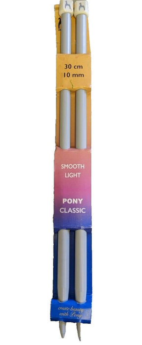 Pony Single Pointed Knitting Needles 30 cm 10mm 2 Pack