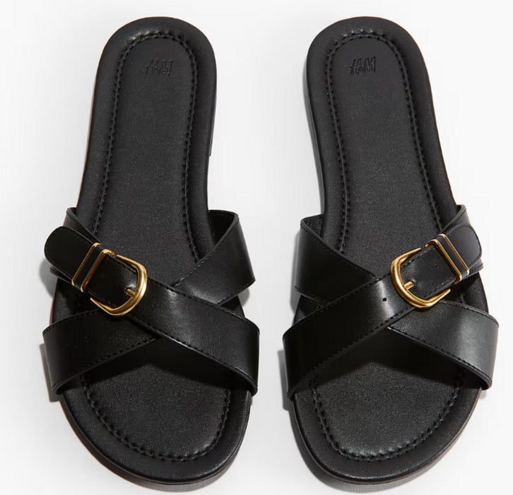 H&M Buckle-detail sandals - Black - Size UK 5