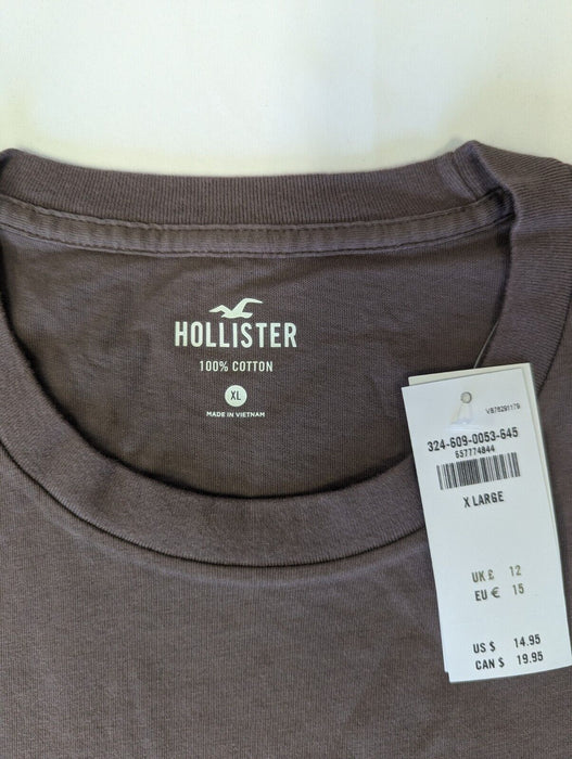 Hollister Icon Crew T-Shirt - Brown/Grey in Colour - XLarge