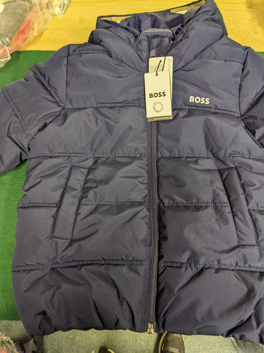 Designer Hugo Boss Boys Feather and Down Navy Blue Coat age 5 years