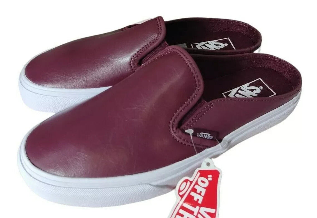 Vans classic mule slip on maroon leather shoes size UK 6