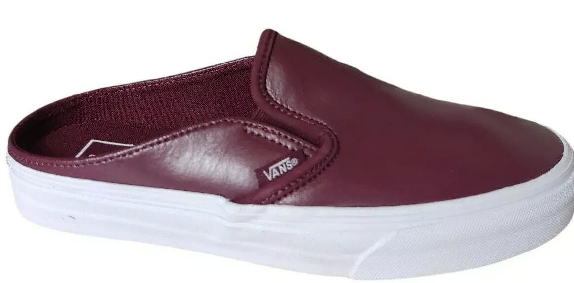 Vans classic mule slip on maroon leather shoes size UK 5.5