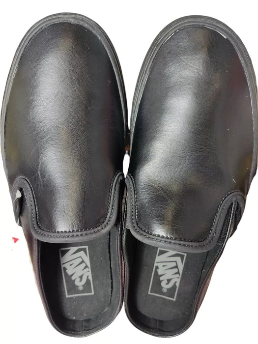 Vans classic slip on mule black leather open back size UK 5