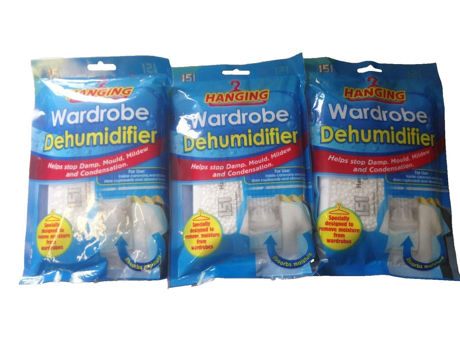 151 Hanging Wardrobe Dehumidifier Pack Of 3 Removes Damp Mould Moisture 180g