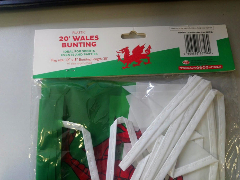 20 Foot Wales Plastic Bunting With 8 Flags 12x8