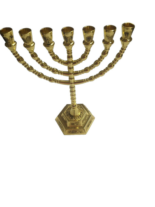 7 Branch Menorah Candle Holder Jerusalem Temple 12 Tribes of Israel Menorah