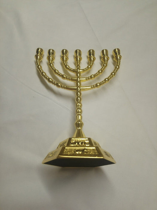 7 Branch Menorah Candle Holder Jerusalem Temple 12 Tribes of Israel Menorah