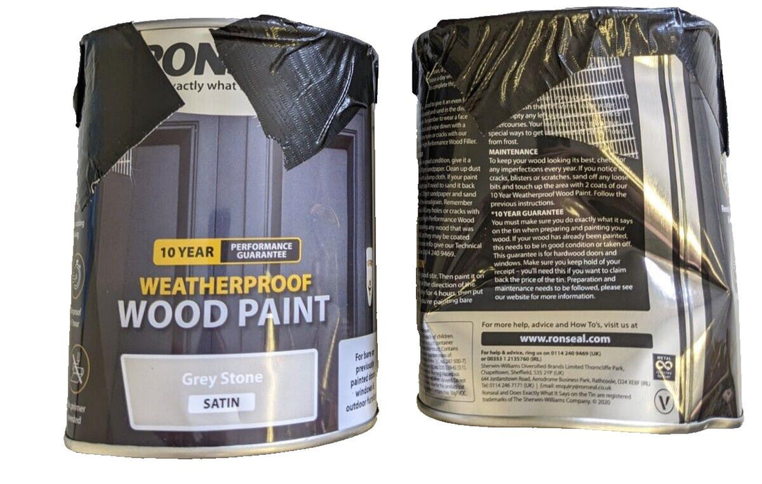 2 x Ronseal Grey Stone Satin Wood Paint 750ml