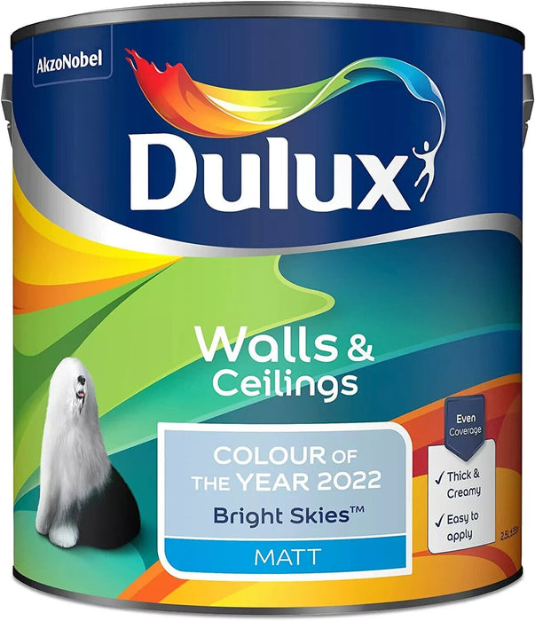 Dulux Smooth Creamy Emulsion Matt Paint Bright Skies 2.5L Walls and Ceiling