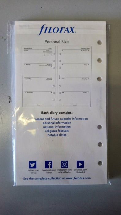 Filofax Personal - Week on Two Pages Diary 2024 - English