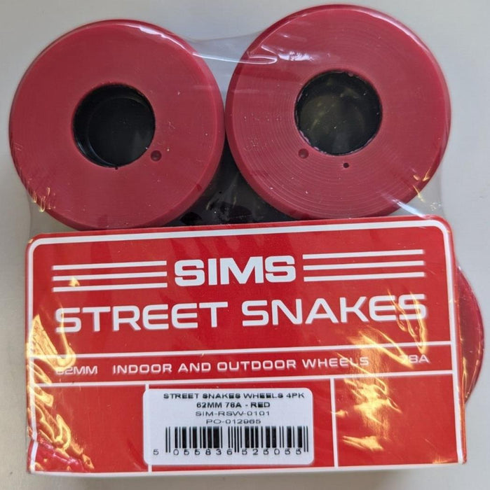 SIMS STREET SNAKES RED 62MM - SET OF 4 WHEELS