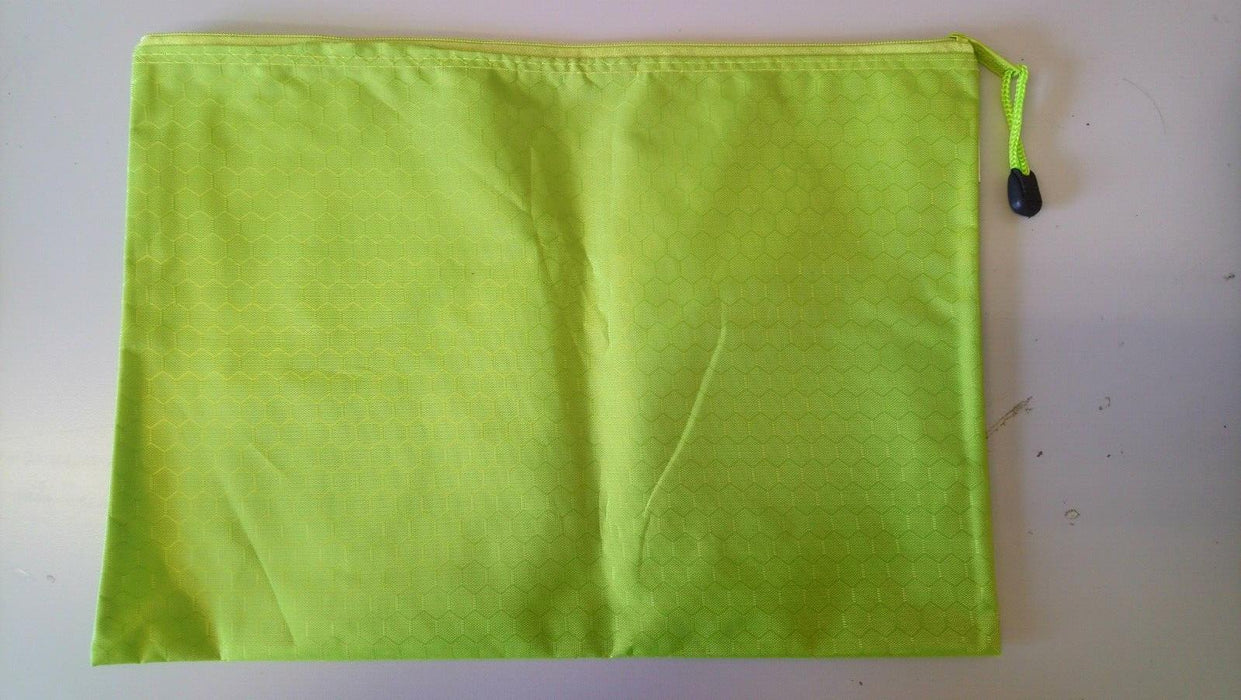 A4 Document Wallet/Bag - Zip Close - Green Football Pattern