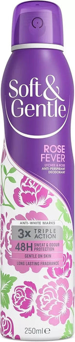 Rose Fever Anti-Perspirant Deodorant Spray Soft & Gentle Protection 250ml-UK