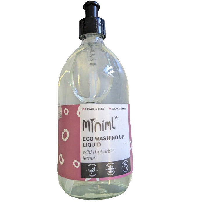 Washing Up Liquid Dishes Natural Eco Vegan Rhubarb Lemon 500ml Bottle Miniml