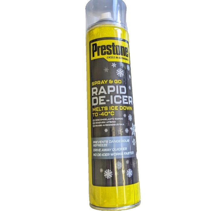 Prestone Car Rapid De-Icer Spray Melts Windscreen Ice Frost Aerosol DeIcer 600ml