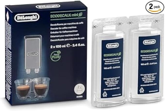 De'Longhi EcoDecalk Mini 100ml Descaler for Coffee Machines - Twin Pack...