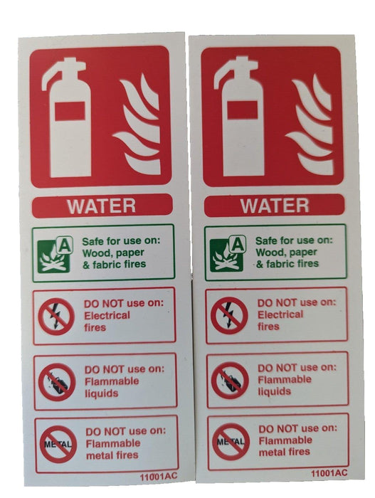 water fire extinguisher sign x2