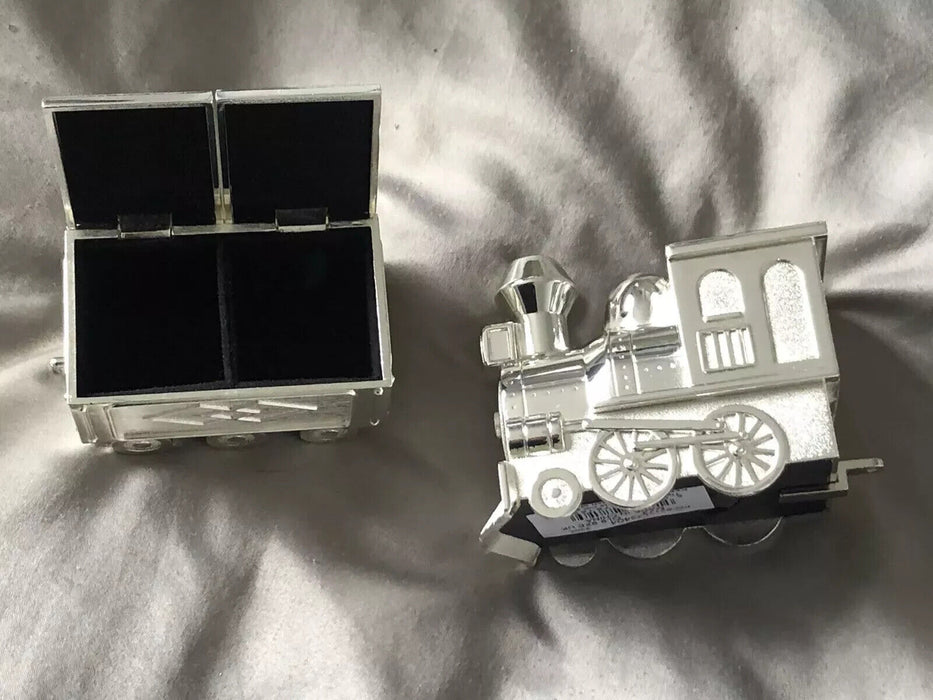 Bambino Silver Plated Train Money Box First Tooth First Curl Carriage Boxed