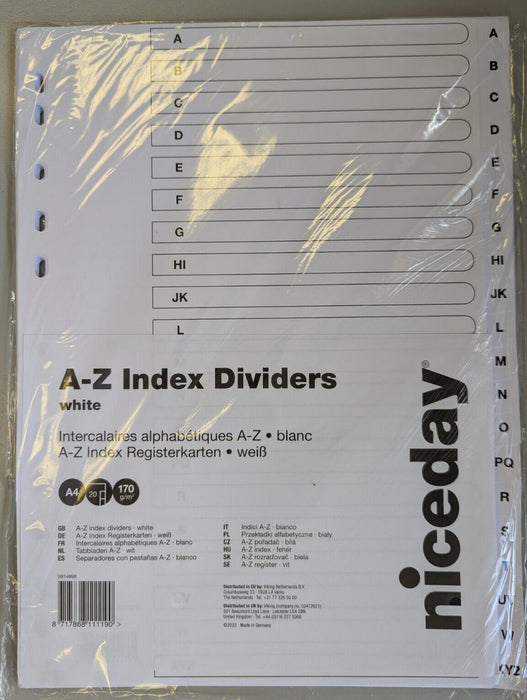 Niceday A-Z Index Dividers