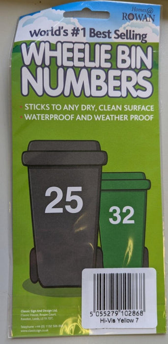 4 pack Hi-Viz Wheelie Bin Number 7