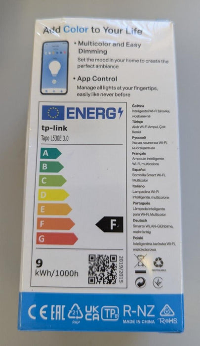 Tapo L530E 806Lm 60W E27 LED Smart Wi-Fi Light Bulb - Multicolor