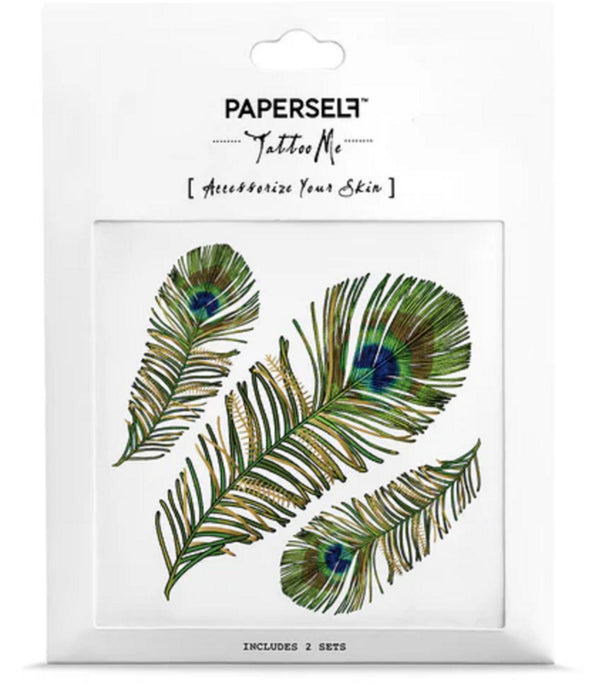 Paperself LITTLE GARDEN TEMPORARY TATTOO - Peacocks Feathers