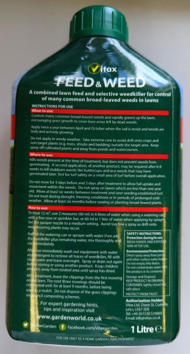 Vitax Feed & Weed Greener Thicker Lawn Feed Liquid Concentrate - Covers 200m²