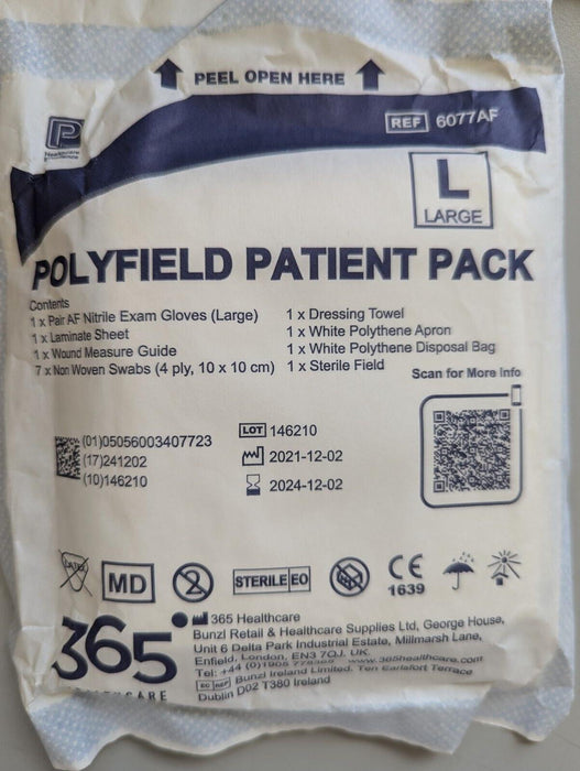 17 Polyfield Patient Pack Sz Large Apron Towel Swabs Gloves Bag Sterile Dressing