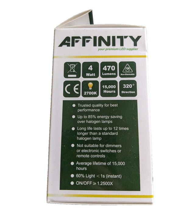 3 PACK OF AFFINITY LED WARM WHITE BULBS 40W