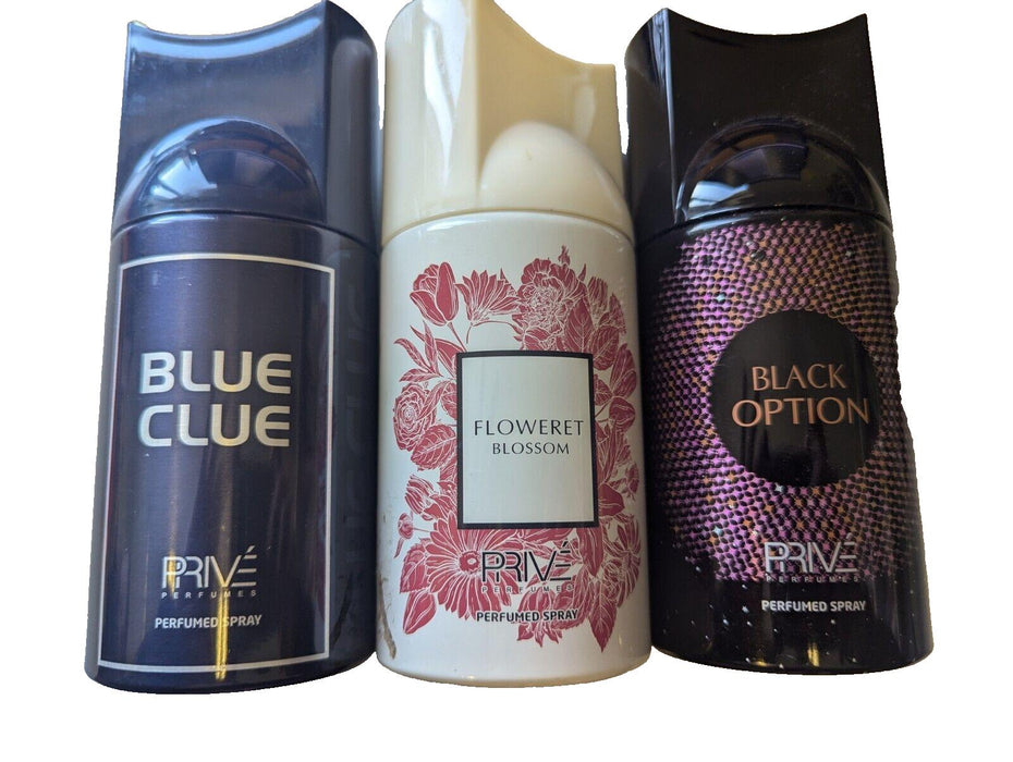 Prive Perfume Sprays x3 Mixed Scents (Displayed in images)