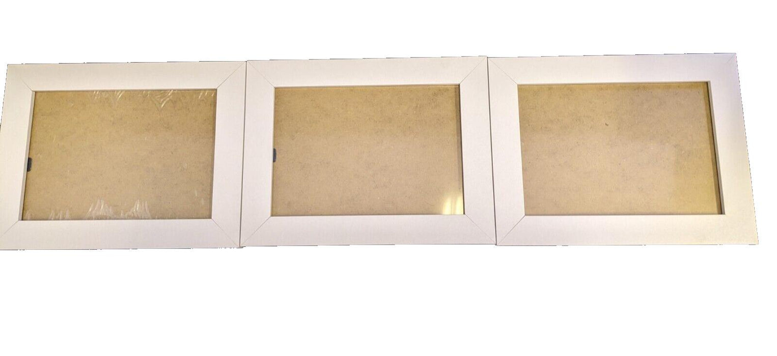 3X Photo Frames White Wood