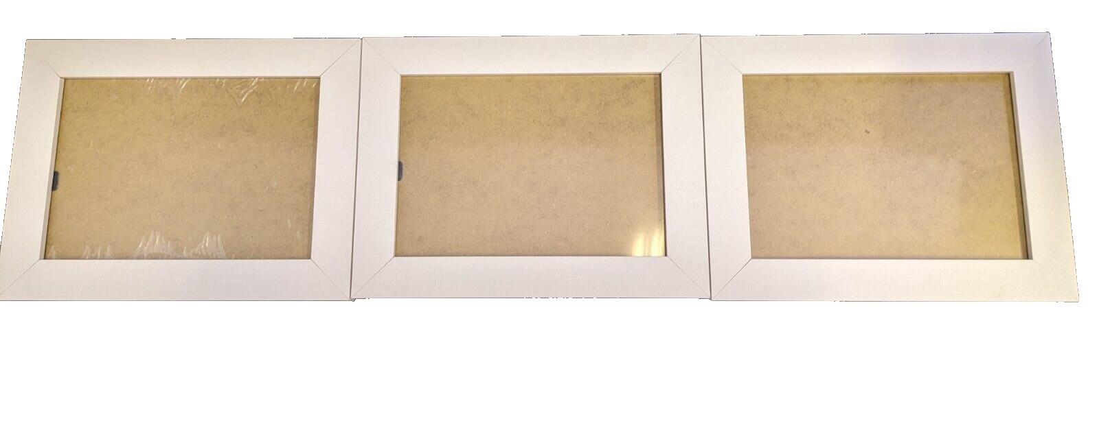 3X Photo Frames White Wood