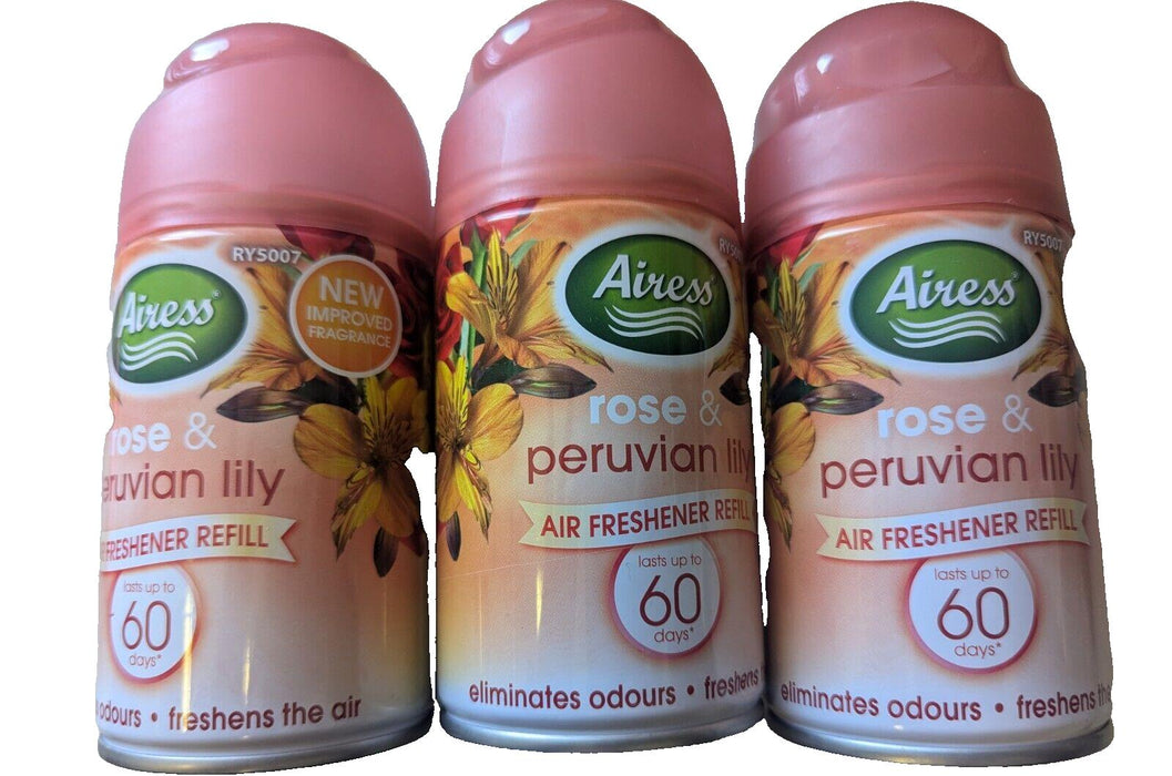 Airess Rose & Peruvian Lily 250ml air freshener refill x3