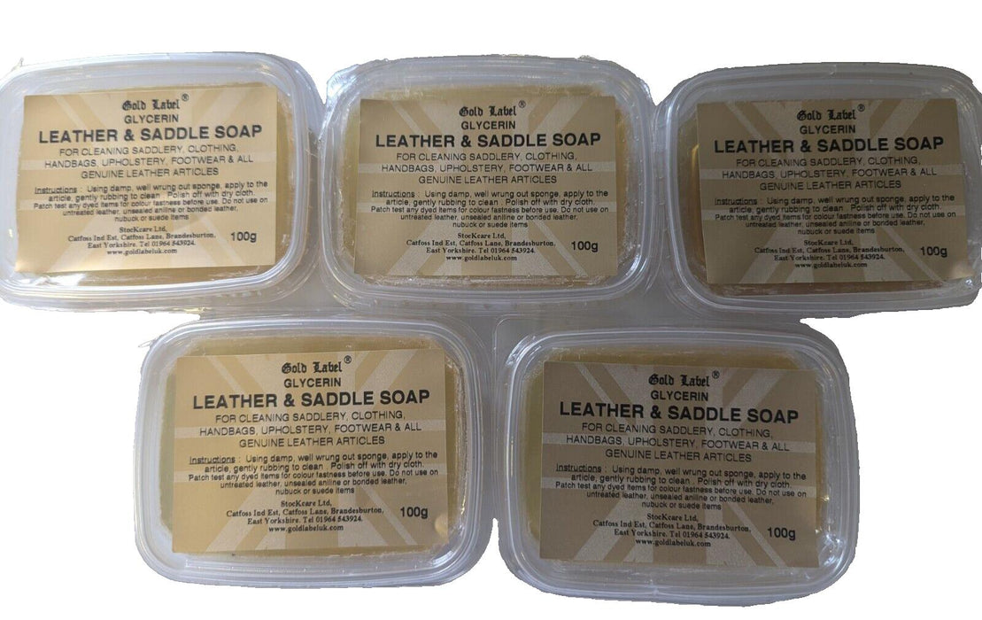 Gold Label Glycerin Leather & Saddle Soap 100g 5 pack