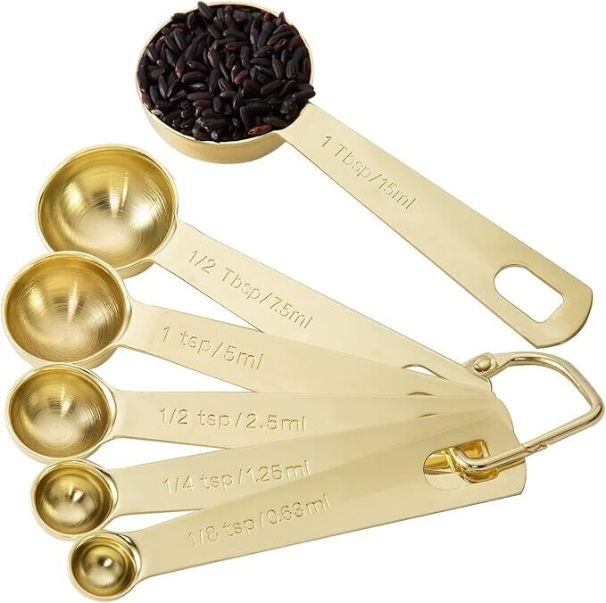 Gold Measuring Spoons 1/8 TSP, 1/4 TSP, 1/2 TSP, 1 TSP, 1/2 tbsp & 1 tbsp